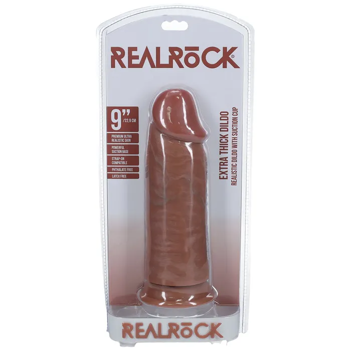 Shots Toys Dildos Shots Real Rock Extra Thick Dildo 9 Inch Tan