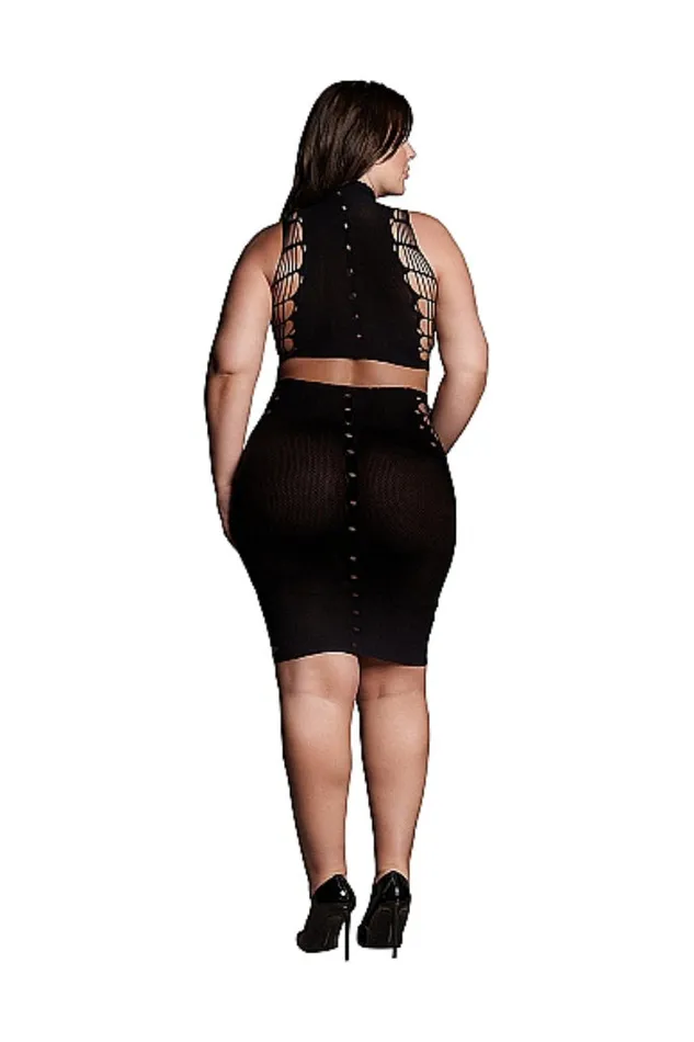 Shots Toys Shots Toys Le Dsir SHA005 Kala Crop Top Skirt Set Black OSXL Anal
