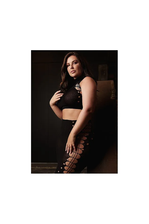 Shots Toys Shots Toys Le Dsir SHA005 Kala Crop Top Skirt Set Black OSXL Anal