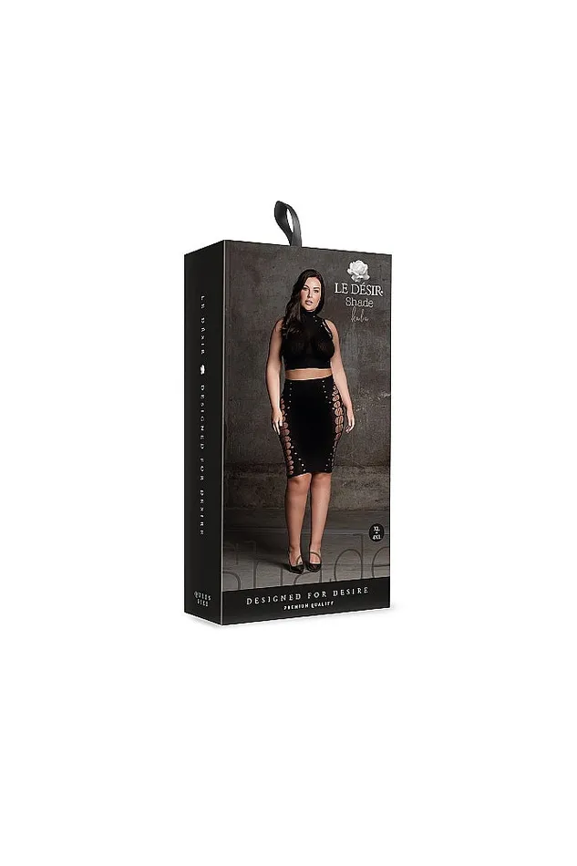 Shots Toys Shots Toys Le Dsir SHA005 Kala Crop Top Skirt Set Black OSXL Anal