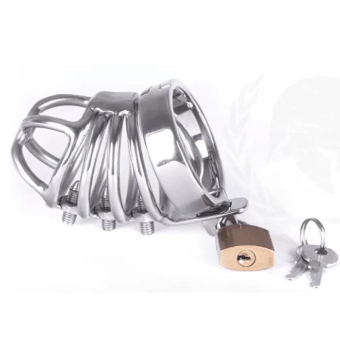 SPARTACUS Male Sex Toys Spartacus 4Ring Locking Chastity Cage With Screws Stainless Steel SPARTACUS Male Sex Toys Spartacus 4Ring Locking Chastity Cage With Screws Stainless Steel