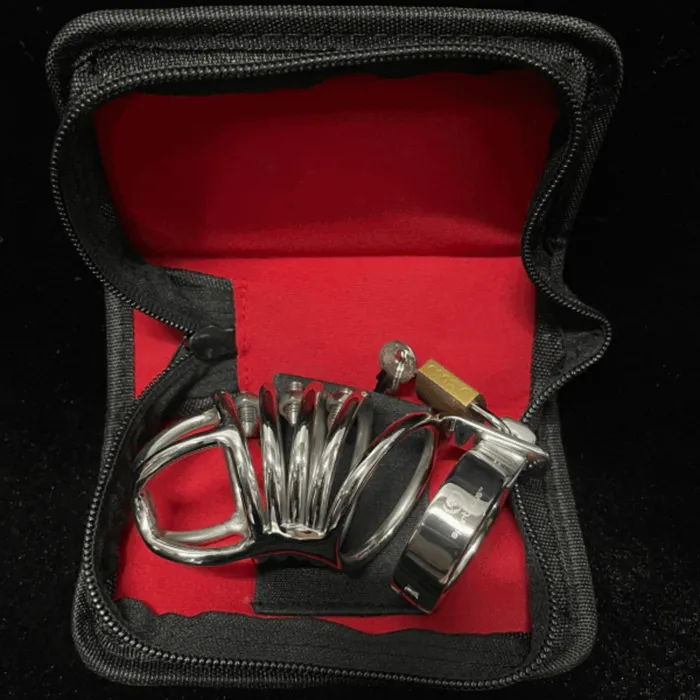 SPARTACUS Male Sex Toys Spartacus 4Ring Locking Chastity Cage With Screws Stainless Steel SPARTACUS Male Sex Toys Spartacus 4Ring Locking Chastity Cage With Screws Stainless Steel