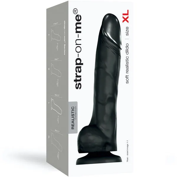 STRAP ON ME Strap On Me Soft Realistic Dildo XL Black Female Sex Toys