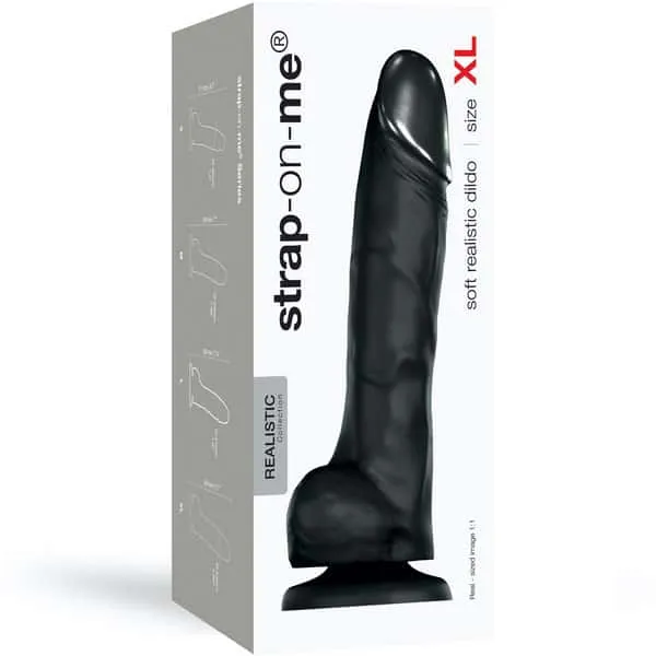 STRAP ON ME Strap On Me Soft Realistic Dildo XL Black Female Sex Toys