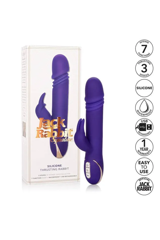 Vibrators Cal Exotics Cal Exotics Jack Rabbit Signature Silicone Thrusting Rabbit Purple