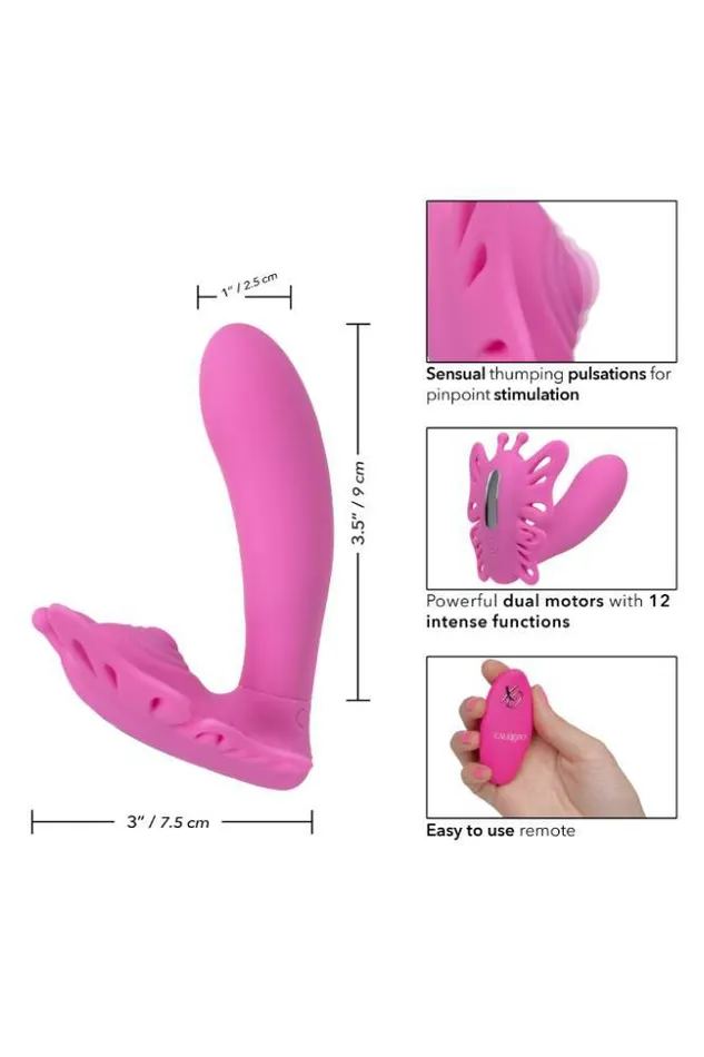 Vibrators Cal Exotics Cal Exotics Venus G Butterfly Pulsing Wearable Remote Controlled Vibrator Pink