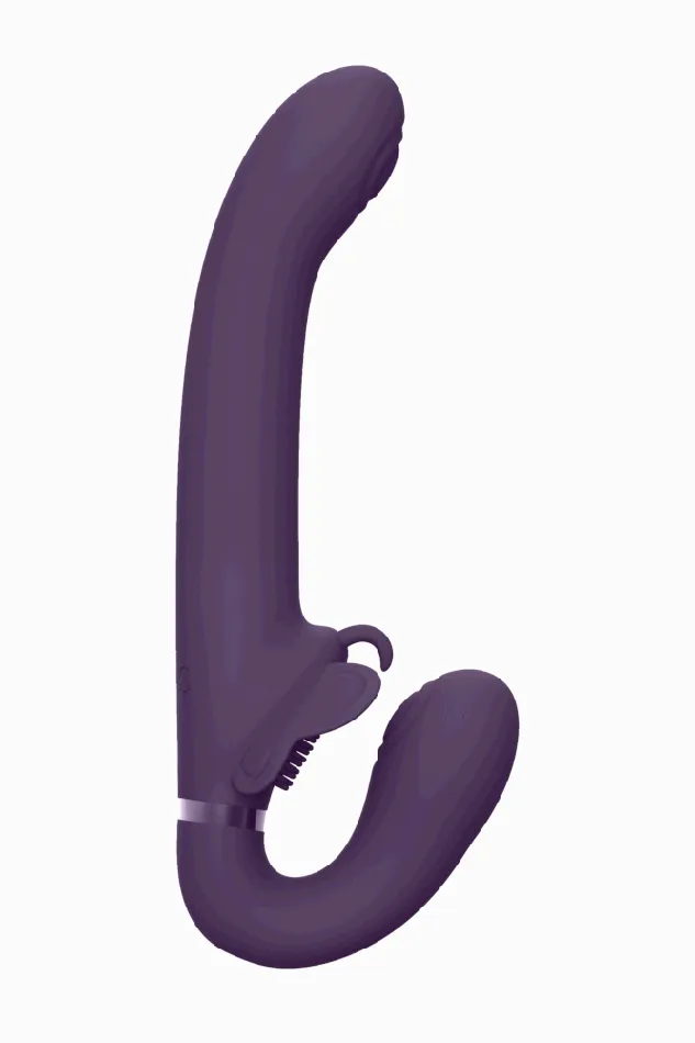 Vibrators Shots Toys Shots Toys VIVE Satu Pulse Wave Vibrating Strapless Strapon Purple