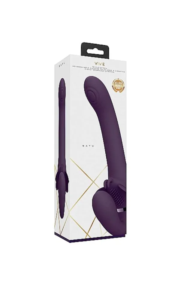 Vibrators Shots Toys Shots Toys VIVE Satu Pulse Wave Vibrating Strapless Strapon Purple