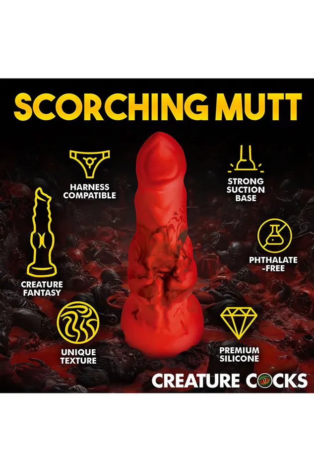XR Brands XR Brands Creature Cocks Fire Hound Silicone Dildo Red Various Sizes Dildos