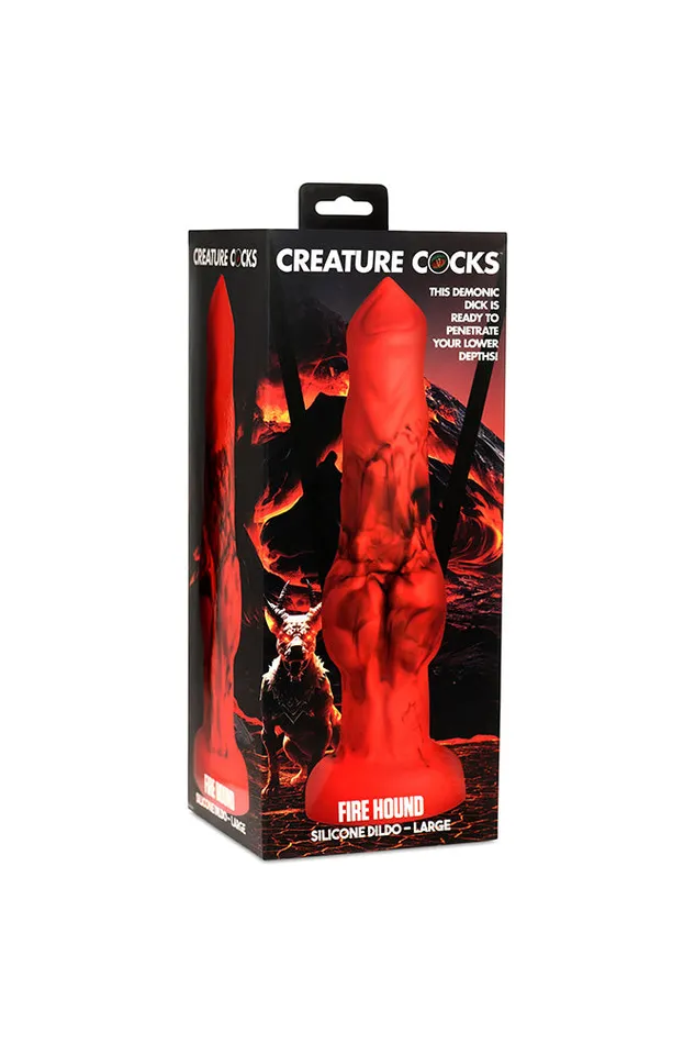 XR Brands XR Brands Creature Cocks Fire Hound Silicone Dildo Red Various Sizes Dildos